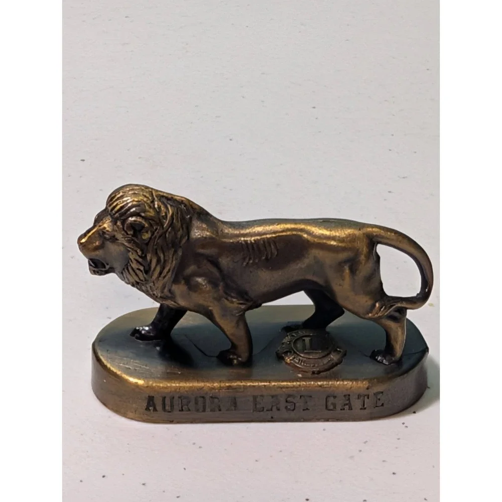 Lions Club International Brass Lion Figurine Vintage